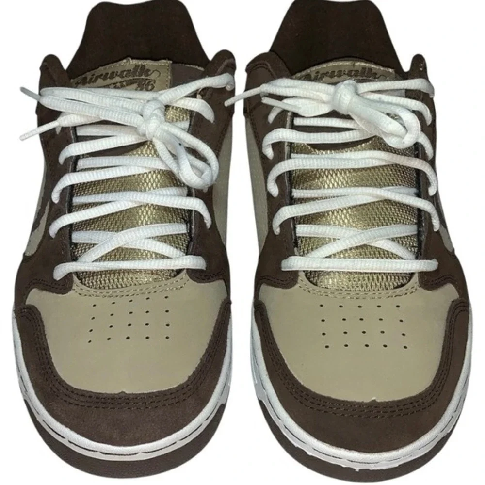Y2K Airwalk 86 Ollie Big A Men's 9.5 Vtg 2001 Skate Shoe‎ Tan/Brown New Unused